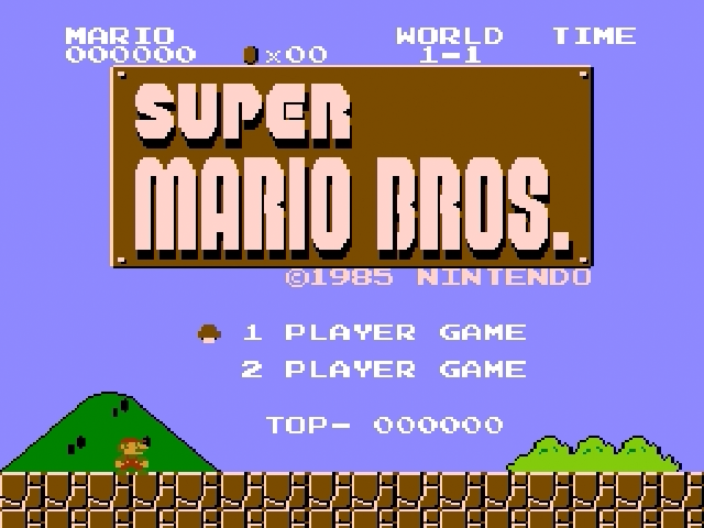 Super Mario Bros. title screen for Famicom Disk System